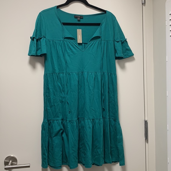 J. Crew Broken In Tiered Mini Dress in Green Deep Patina Size Small - Picture 4 of 7